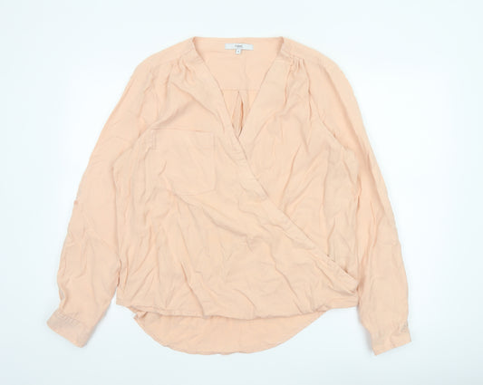 Next Women Pink UK 16 Wrap V-Neck Long Sleeve Lyocell Blouse