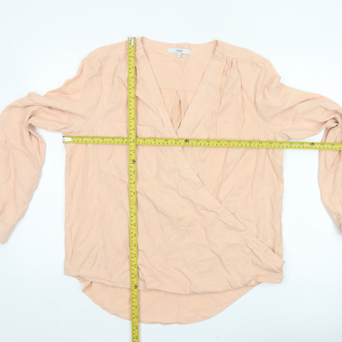 Next Women Pink UK 16 Wrap V-Neck Long Sleeve Lyocell Blouse