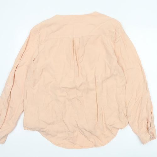 Next Women Pink UK 16 Wrap V-Neck Long Sleeve Lyocell Blouse