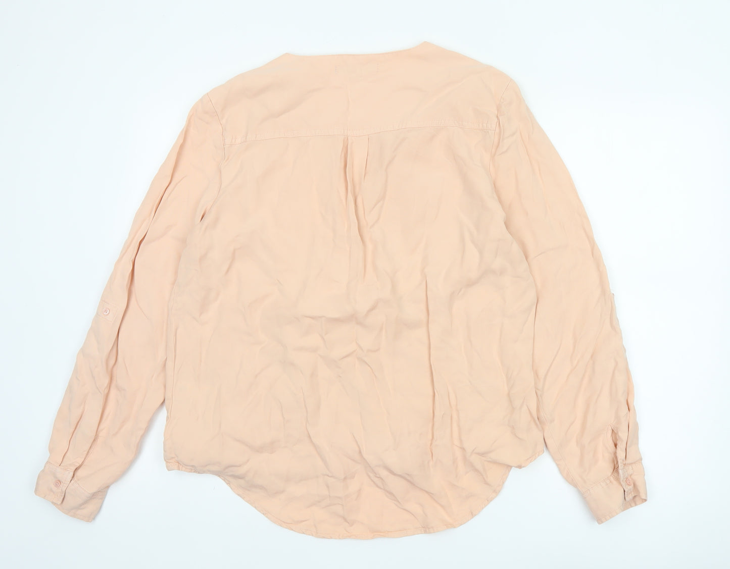 Next Women Pink UK 16 Wrap V-Neck Long Sleeve Lyocell Blouse