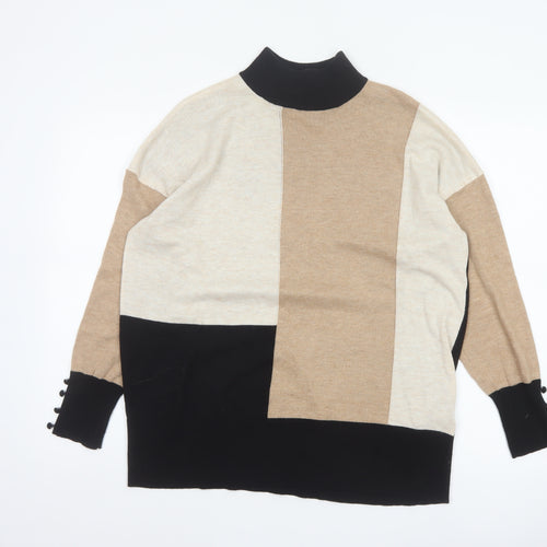 Wallis Women’s Multicoloured UK 12 Colour Block Mock Neck Jumper