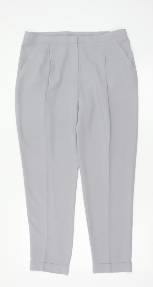 Dorothy Perkins Women Grey UK 14 Tapered Cuffed Tailored Trousers