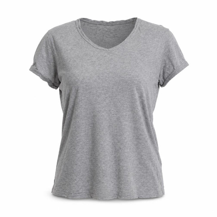 Monsoon Women Grey UK 16 V-Neck Short Sleeve Basic Viscose T-Shirt