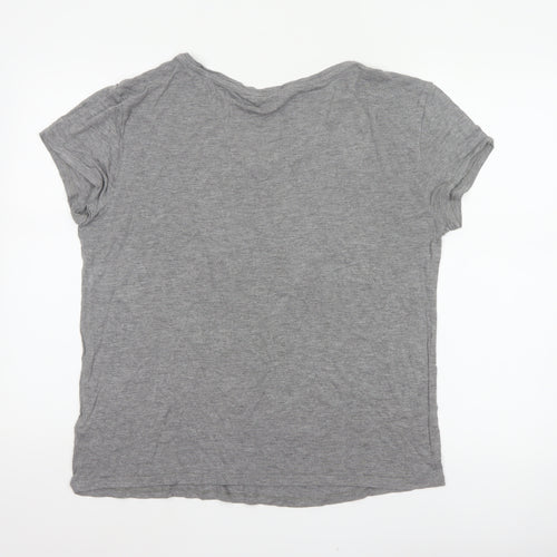 Monsoon Women Grey UK 16 V-Neck Short Sleeve Basic Viscose T-Shirt