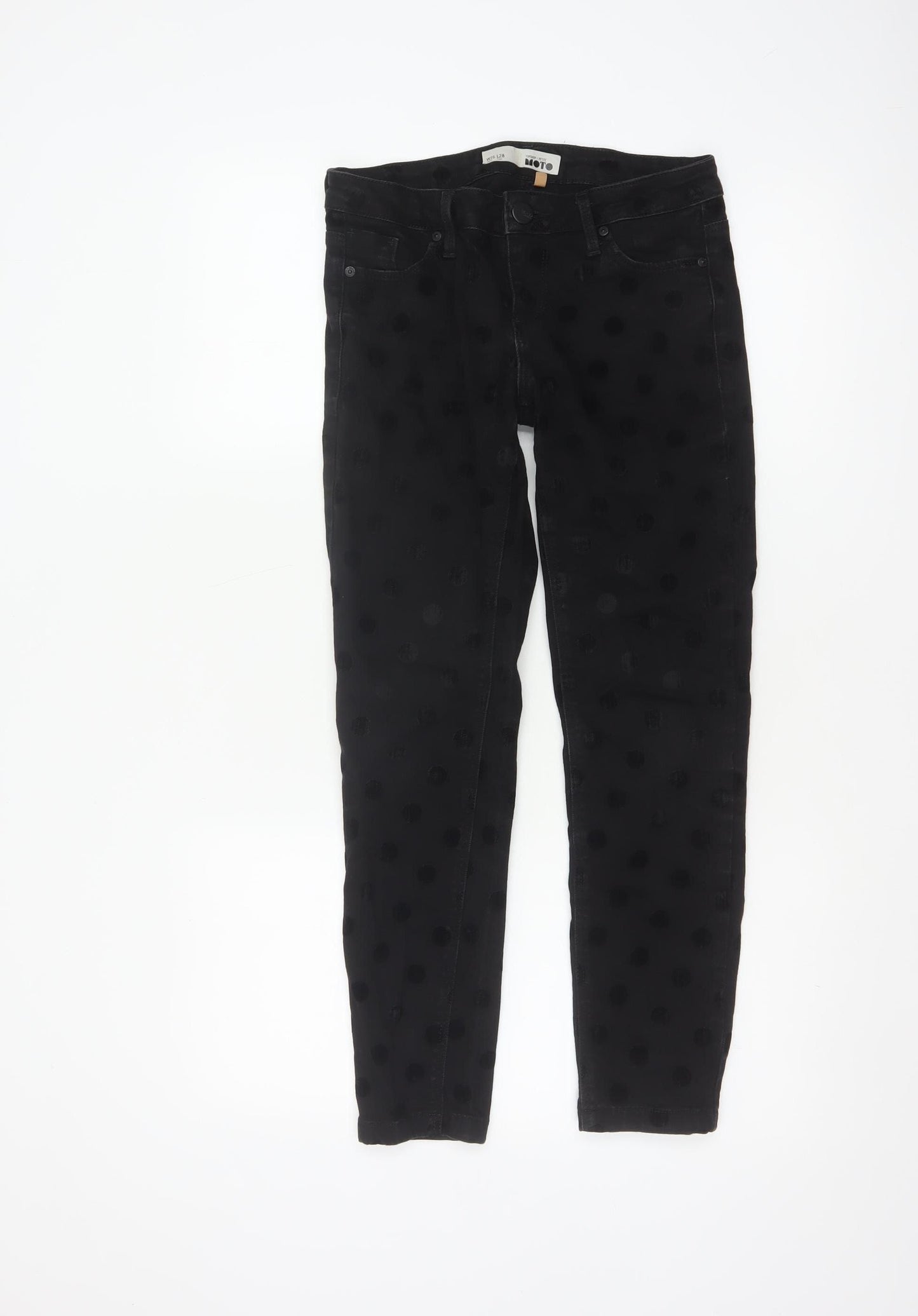 Topshop Moto Women’s Black Polka Dot Skinny Jeans W26 L28 UK 8 Petite
