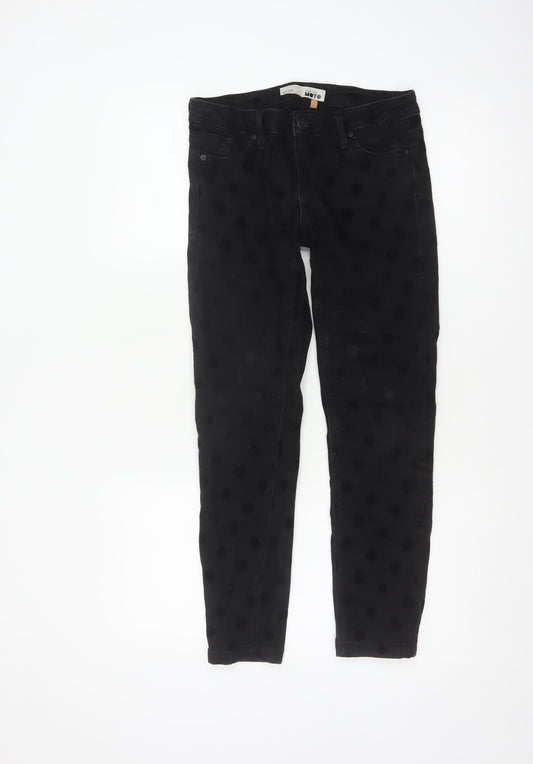 Topshop Moto Women’s Black Polka Dot Skinny Jeans W26 L28 UK 8 Petite
