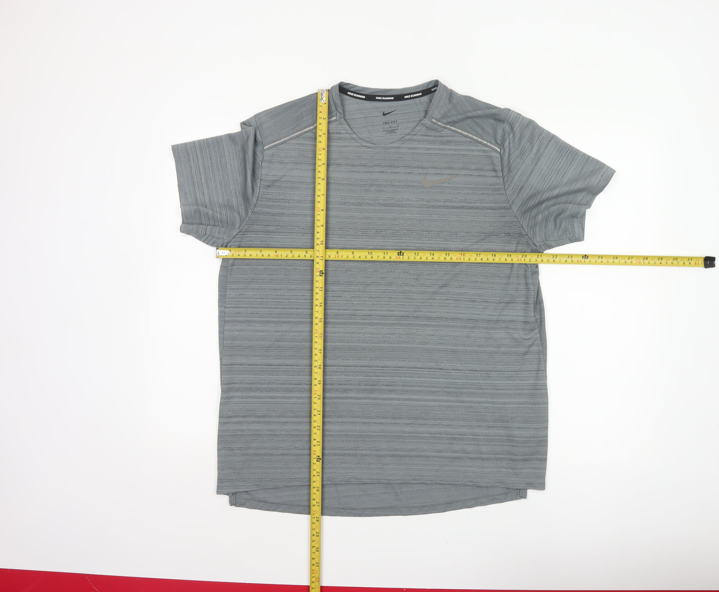 Nike Men Grey L Dri-FIT Running Short Sleeve Crew Neck T-Shirt