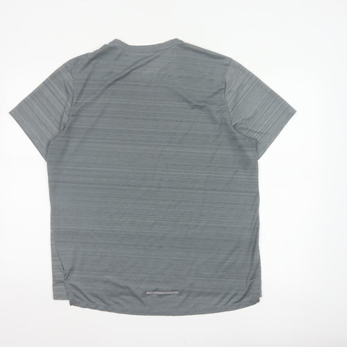 Nike Men Grey L Dri-FIT Running Short Sleeve Crew Neck T-Shirt