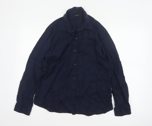 Massimo Dutti Women Blue UK 10 Lyocell Collared Button-Up Shirt