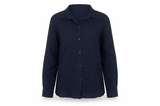 Front view of Massimo Dutti Women Blue UK 10 Lyocell Collared Button-Up Shirt