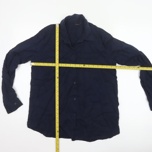 Massimo Dutti Women Blue UK 10 Lyocell Collared Button-Up Shirt