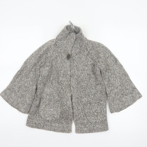 Nü Look Women’s Grey Size 10 Chunky Knit Cape High Neck Alpaca Blend