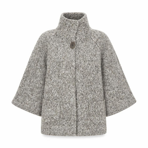 Nü Look Women’s Grey Size 10 Chunky Knit Cape High Neck Alpaca Blend