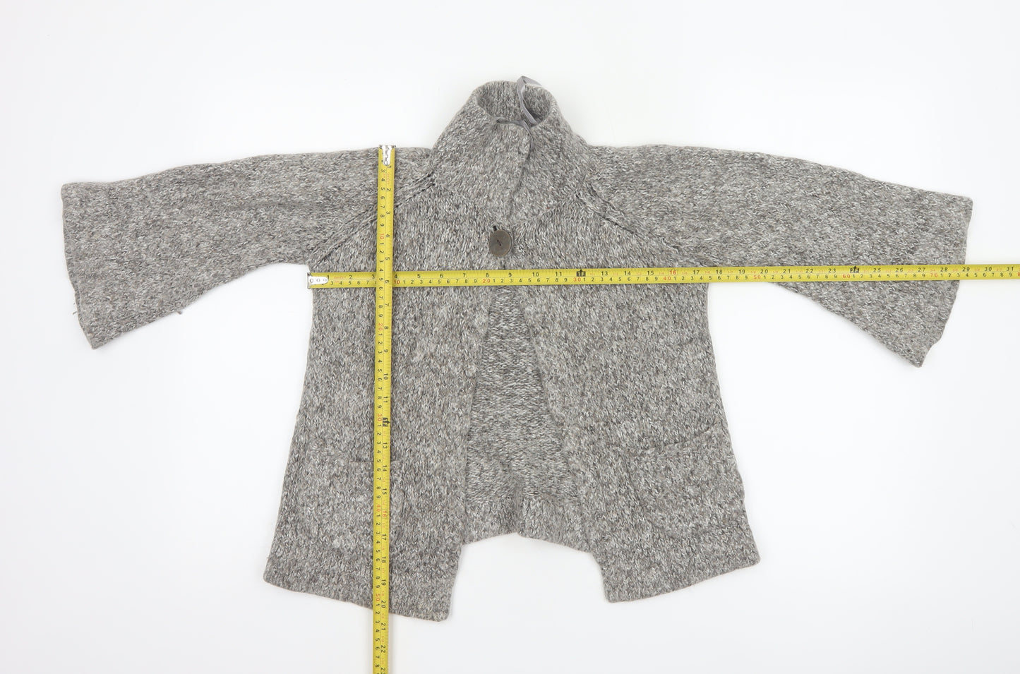 Nü Look Women’s Grey Size 10 Chunky Knit Cape High Neck Alpaca Blend