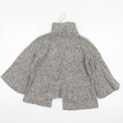Nü Look Women’s Grey Size 10 Chunky Knit Cape High Neck Alpaca Blend