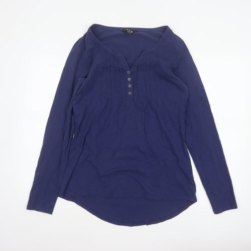 Long Tall Sally Women’s Blue UK 14 Tall Cotton Henley Tunic Blouse