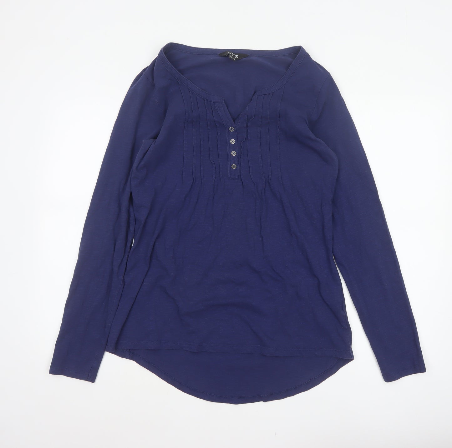 Long Tall Sally Women’s Blue UK 14 Tall Cotton Henley Tunic Blouse