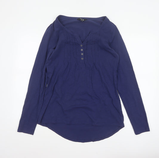 Long Tall Sally Women’s Blue UK 14 Tall Cotton Henley Tunic Blouse