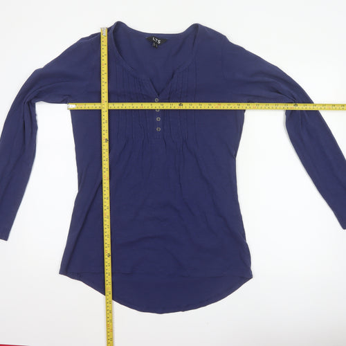 Long Tall Sally Women’s Blue UK 14 Tall Cotton Henley Tunic Blouse