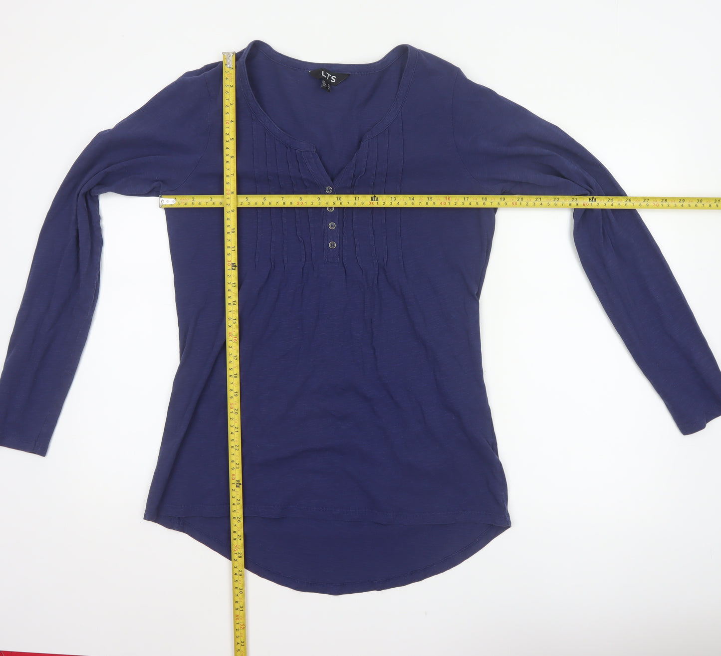 Long Tall Sally Women’s Blue UK 14 Tall Cotton Henley Tunic Blouse