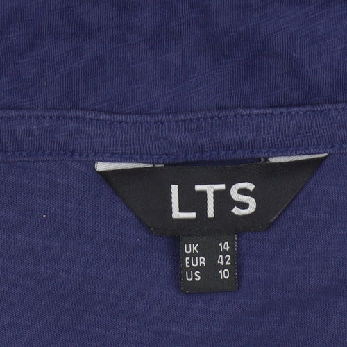 Long Tall Sally Women’s Blue UK 14 Tall Cotton Henley Tunic Blouse