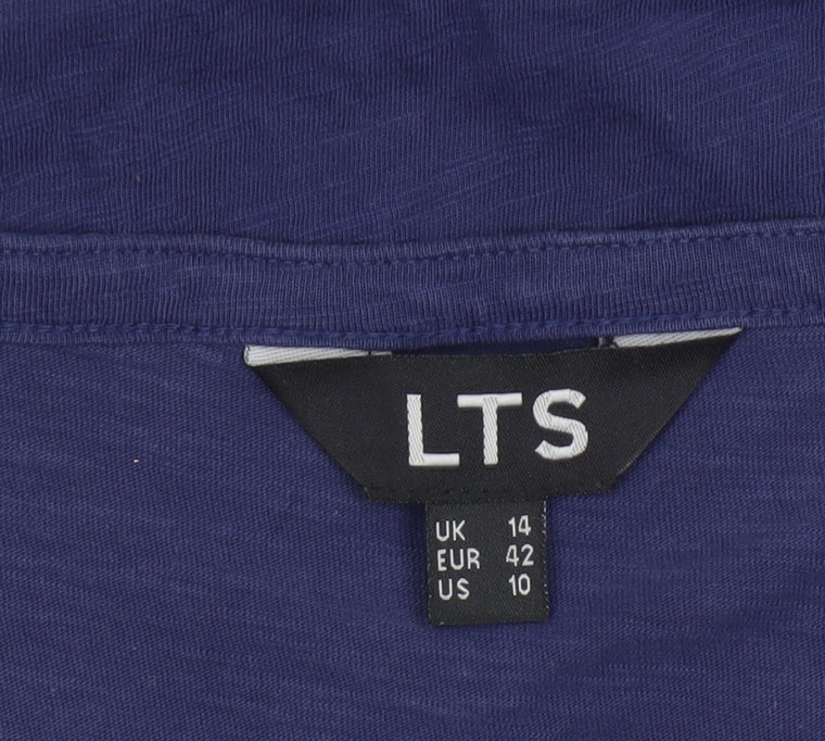 Long Tall Sally Women’s Blue UK 14 Tall Cotton Henley Tunic Blouse