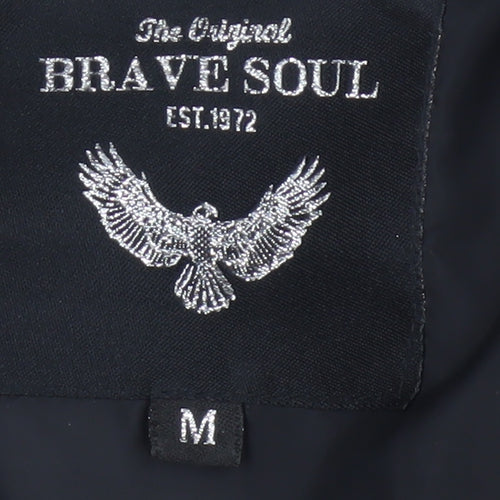 Brave Soul Men's Black M Puffer Jacket Faux Fur Hood Quilted