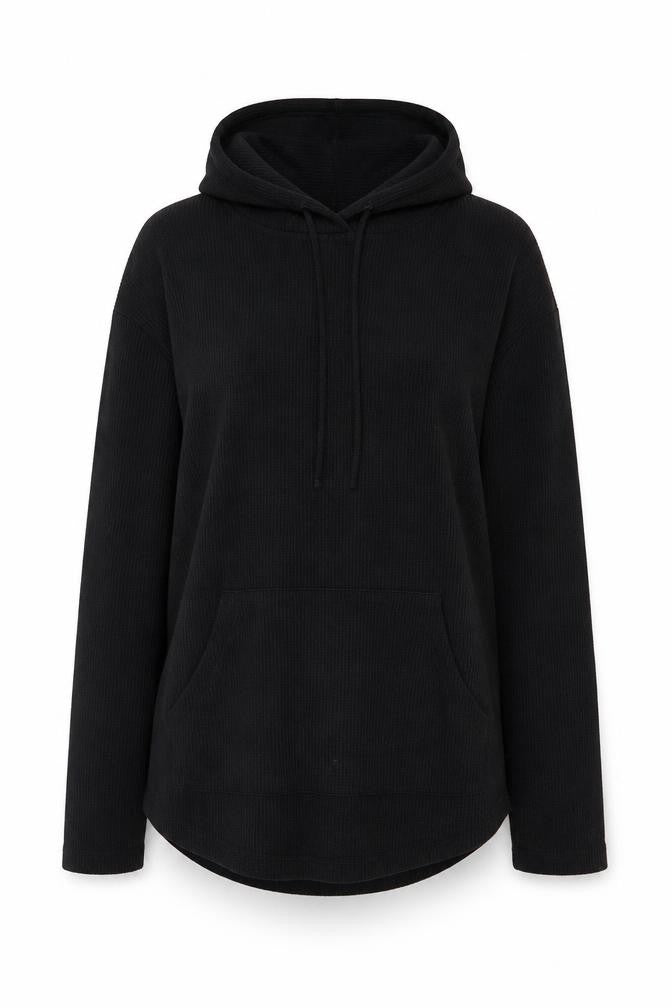 Front view of Michelle Keegan Women Black UK 8 Pullover Hoodie Longline Pockets