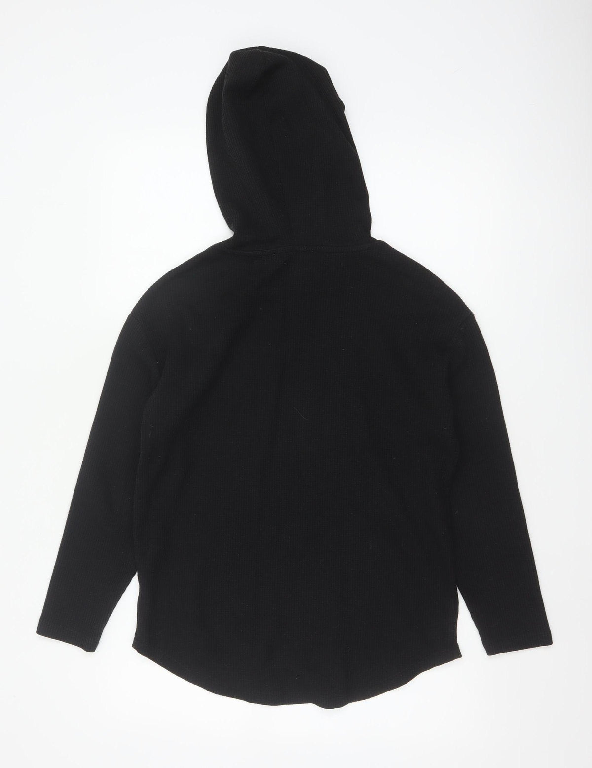 Close-up detail of Michelle Keegan Women Black UK 8 Pullover Hoodie Longline Pockets
