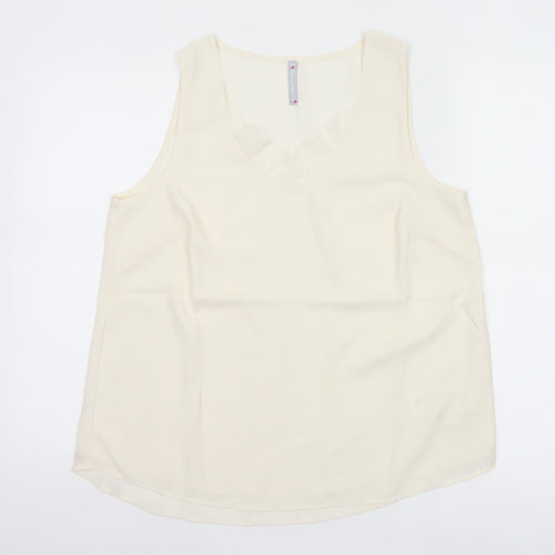 Blancheporte Women Ivory UK 14 Lined Lace V-Neck Camisole Tank Top
