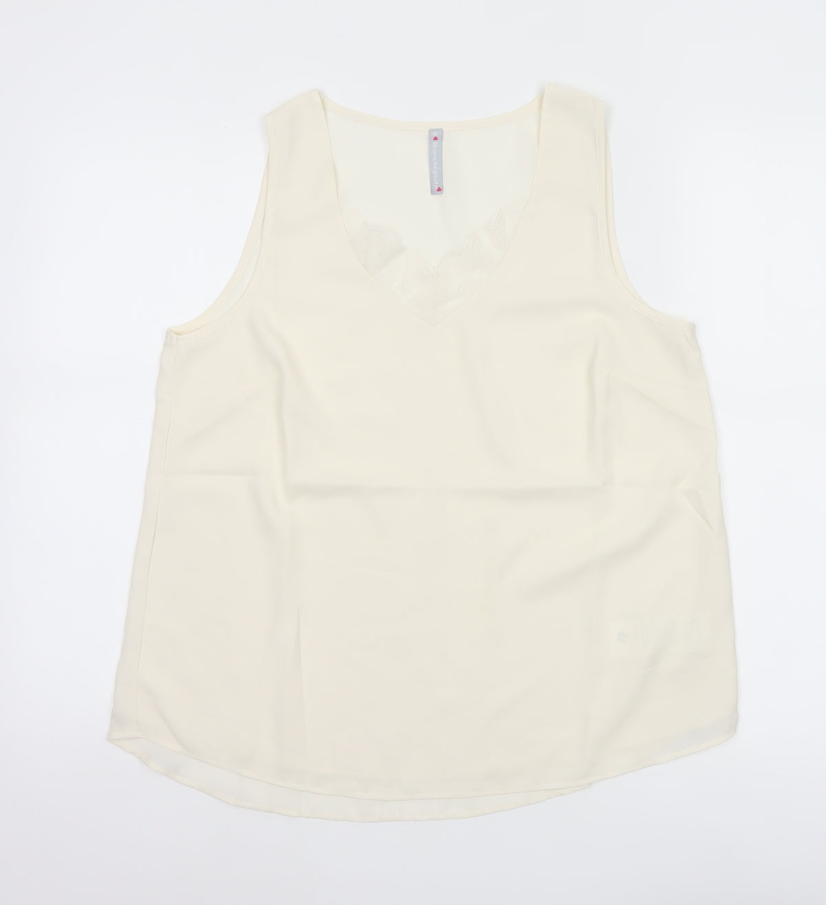 Blancheporte Women Ivory UK 14 Lined Lace V-Neck Camisole Tank Top