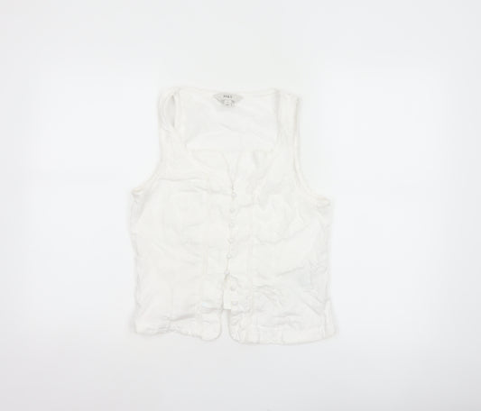 Marks and Spencer Women’s White Size 12 Linen Blend Lace Camisole Blouse