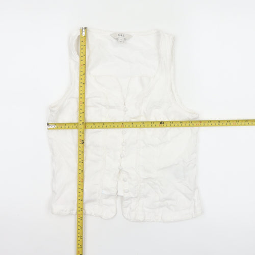 Marks and Spencer Women’s White Size 12 Linen Blend Lace Camisole Blouse