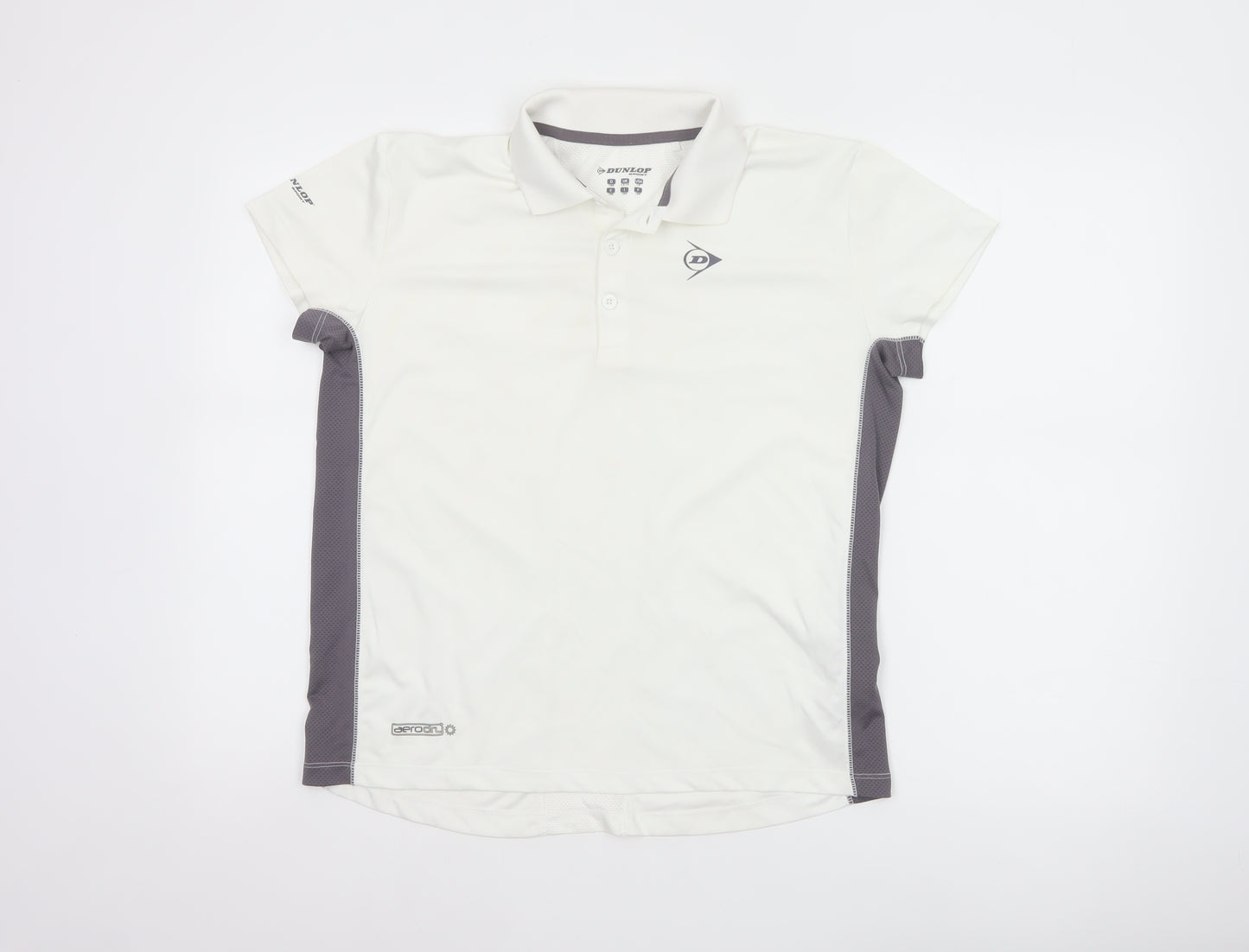 Dunlop Boys White Grey 13-14 Years Sports Polo Shirt Mesh