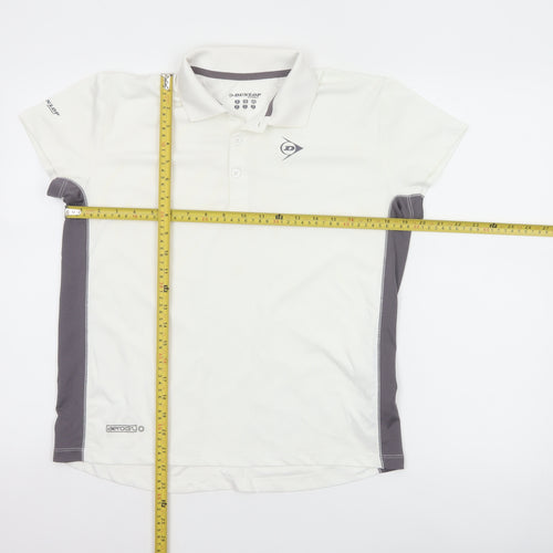 Dunlop Boys White Grey 13-14 Years Sports Polo Shirt Mesh