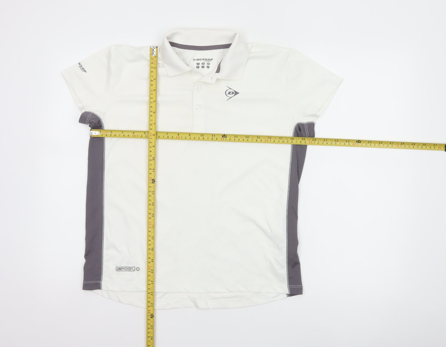 Dunlop Boys White Grey 13-14 Years Sports Polo Shirt Mesh