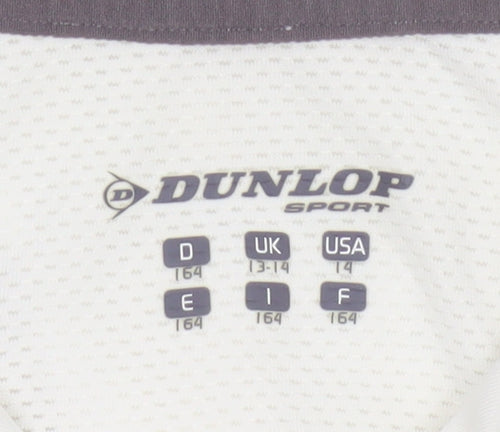 Dunlop Boys White Grey 13-14 Years Sports Polo Shirt Mesh