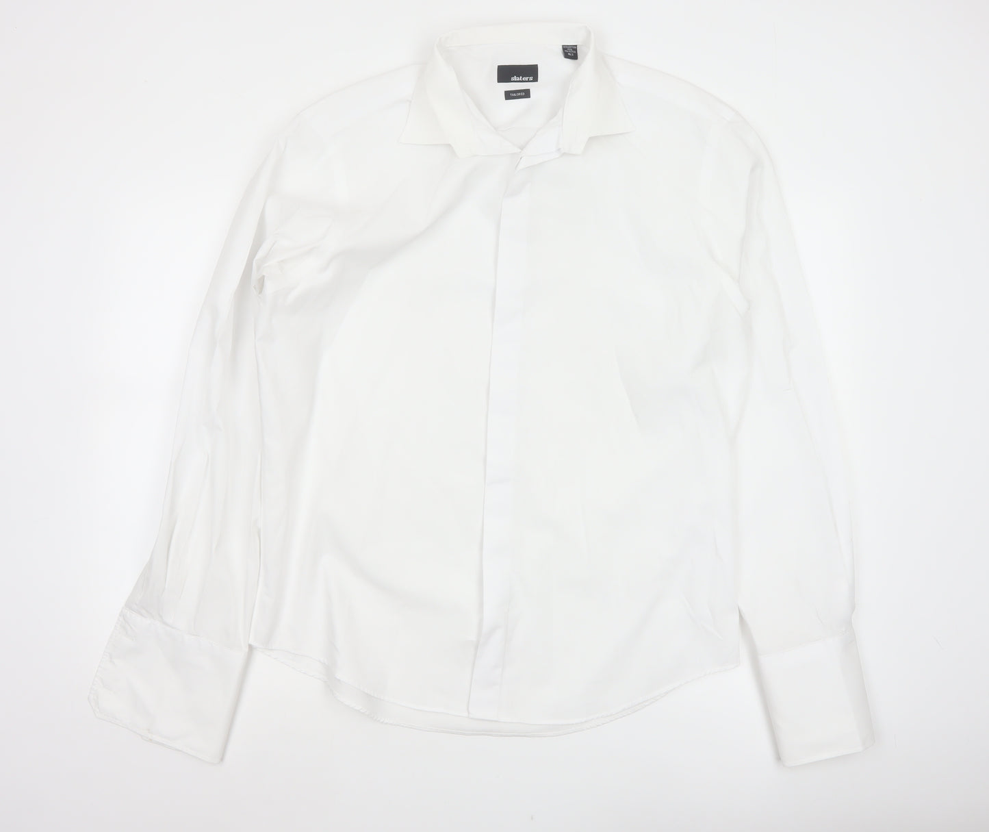 Slaters Men White 16.5 Tailored Slim Formal Dress Shirt French Cuff