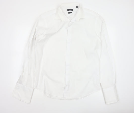 Slaters Men White 16.5 Tailored Slim Formal Dress Shirt French Cuff