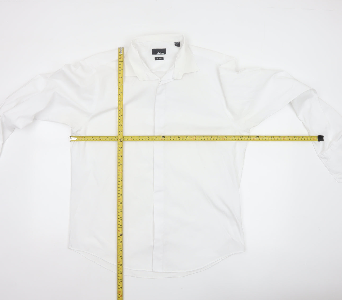 Slaters Men White 16.5 Tailored Slim Formal Dress Shirt French Cuff