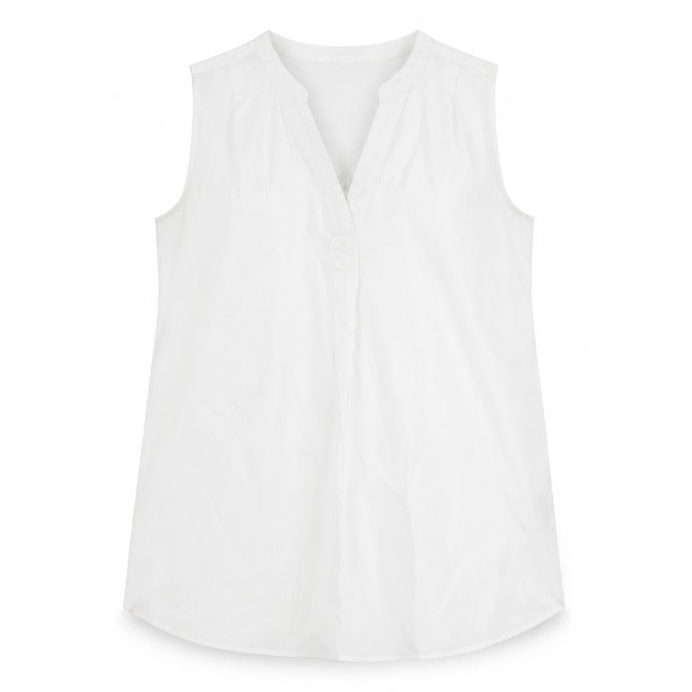 Marks and Spencer Women White Size 12 Sleeveless V-Neck Blouse