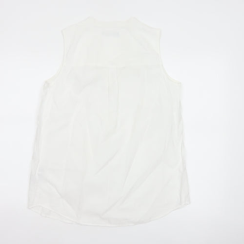 Marks and Spencer Women White Size 12 Sleeveless V-Neck Blouse