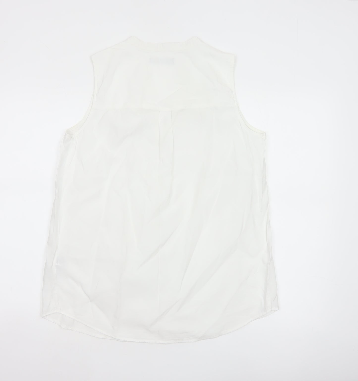 Marks and Spencer Women White Size 12 Sleeveless V-Neck Blouse