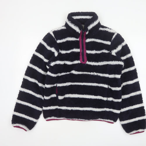 Mountain Warehouse Women Navy Stripe Fleece 1/4 Zip Sweatshirt UK 12