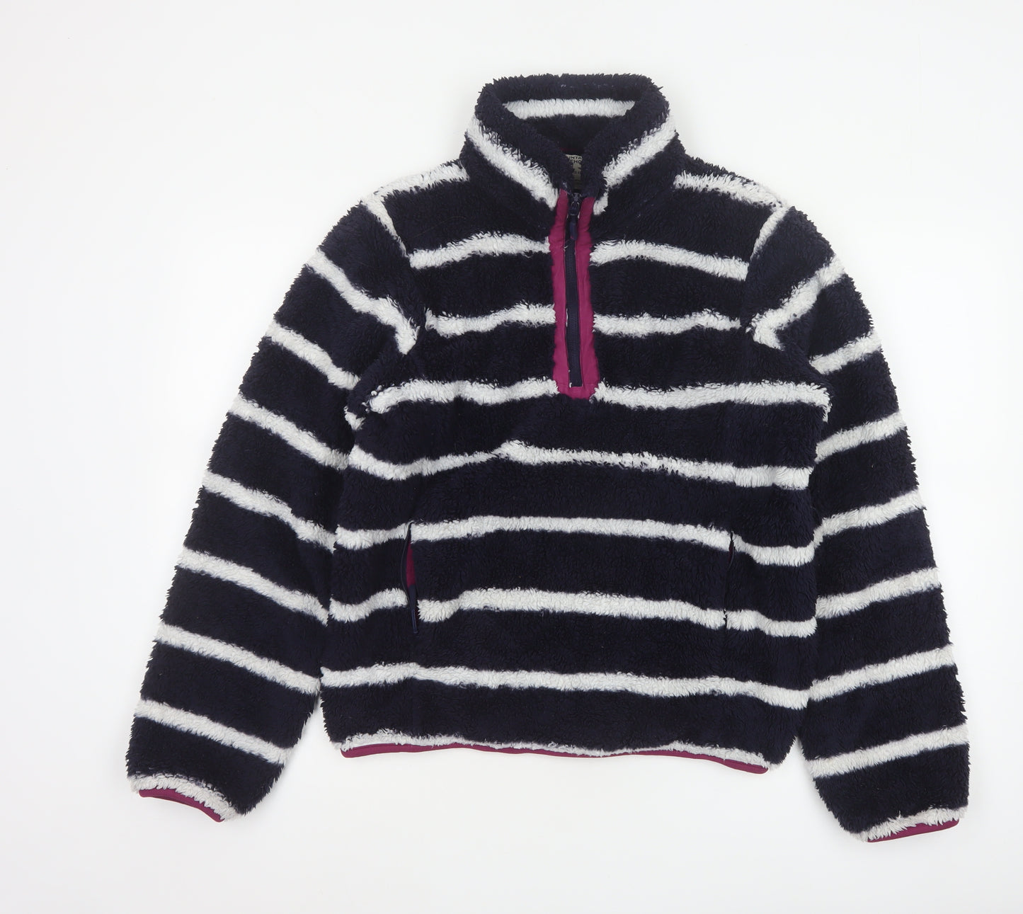 Mountain Warehouse Women Navy Stripe Fleece 1/4 Zip Sweatshirt UK 12
