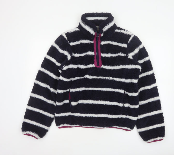 Mountain Warehouse Women Navy Stripe Fleece 1/4 Zip Sweatshirt UK 12