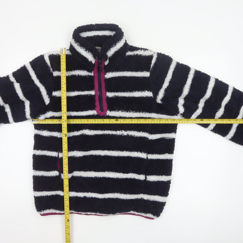 Mountain Warehouse Women Navy Stripe Fleece 1/4 Zip Sweatshirt UK 12