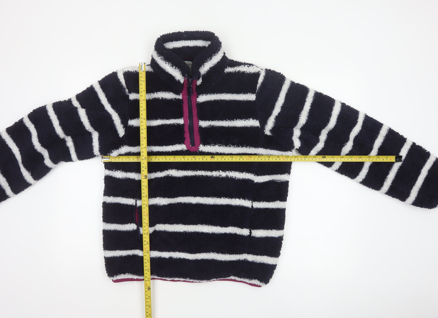 Mountain Warehouse Women Navy Stripe Fleece 1/4 Zip Sweatshirt UK 12