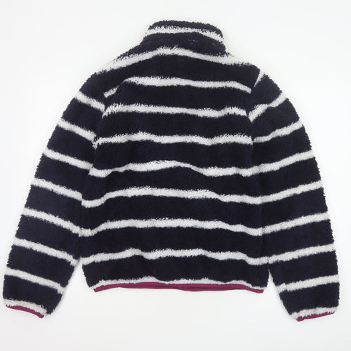 Mountain Warehouse Women Navy Stripe Fleece 1/4 Zip Sweatshirt UK 12