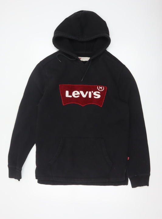 Levi's Men's Black M Pullover Hoodie Embroidered Logo Cotton Blend